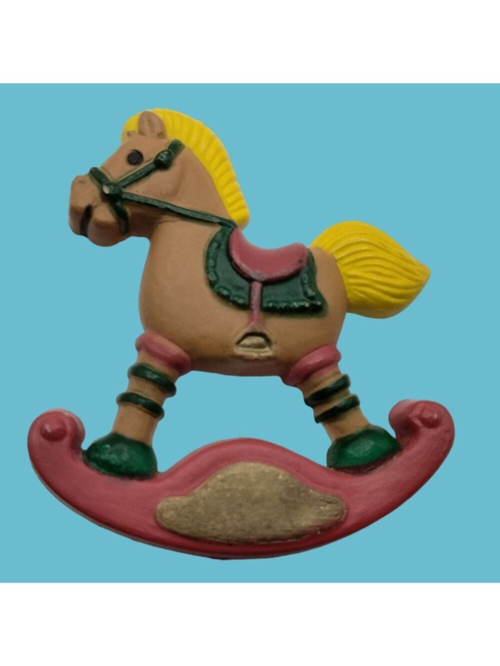 Vintage Rocking Horse Brooch Christmas Holiday Pin